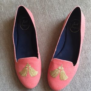 Jack Rogers Embroidered Gold Tassel Flat Coral